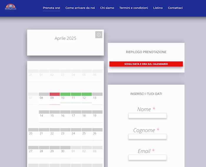 Personal booking website in wordpress
