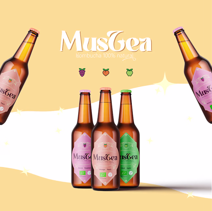 MusTea Kombucha Label Design