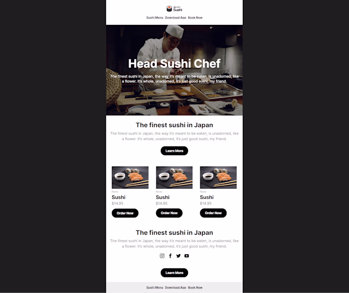Sample email template design and development