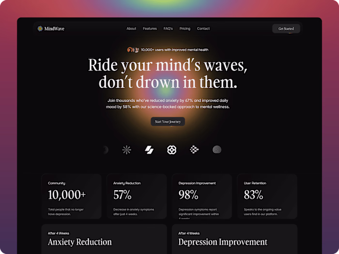 MindWave: Therapy-Focused SaaS Website Template