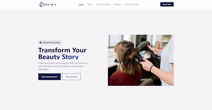 Salon Business Landing Page Design