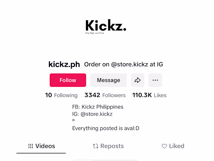 Kickz Tiktok Account