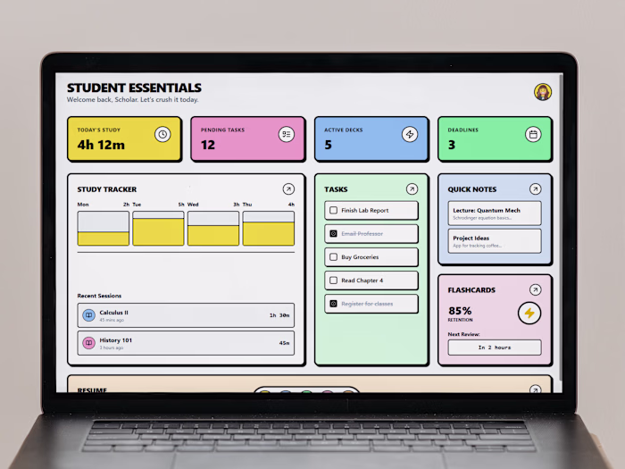 Student Essentials Productivity Web App