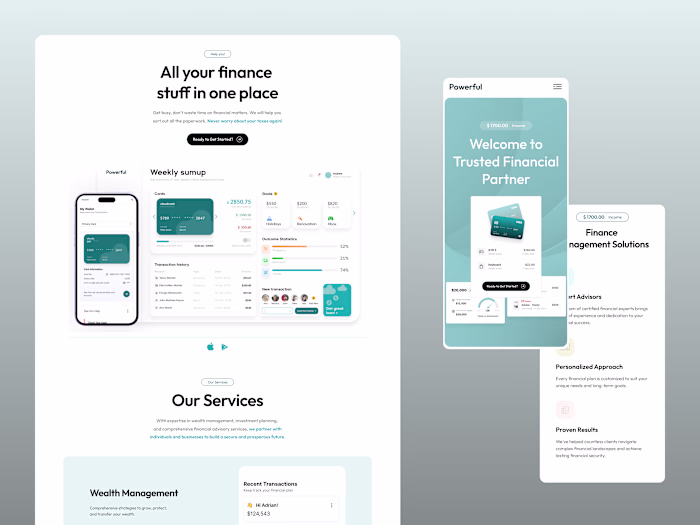 Website Design Concept for a Finance Management Solution