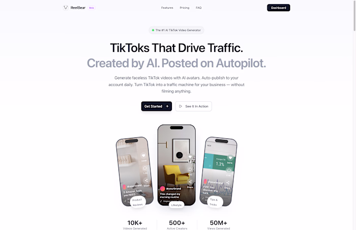 ReelBear - AI-powered TikTok content creation platform. Gene...