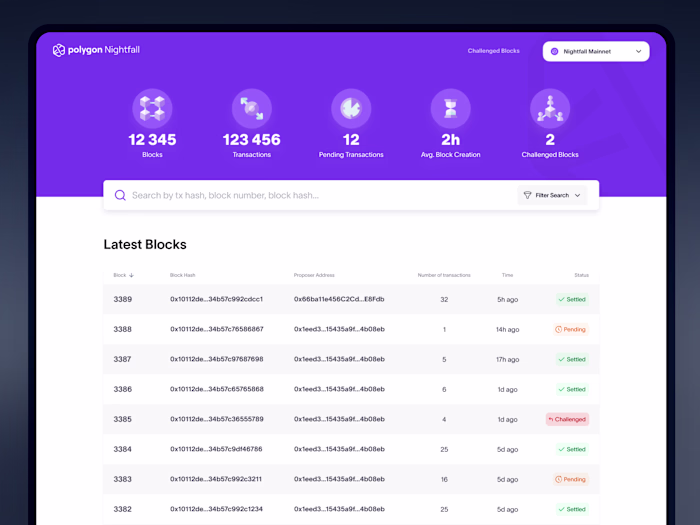 Product Design | Polygon Nightfall Block Explorer