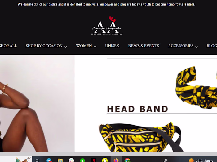 E-commerce website for fashion collection brand Amazinapparels.