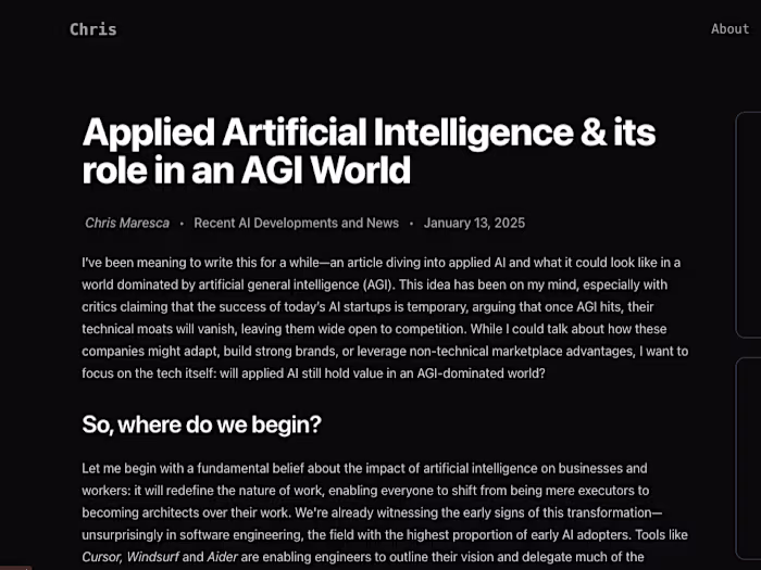 Applied Artificial Intelligence & its role in an AGI World
