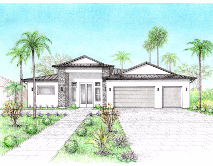 Facade illustration and landscape design