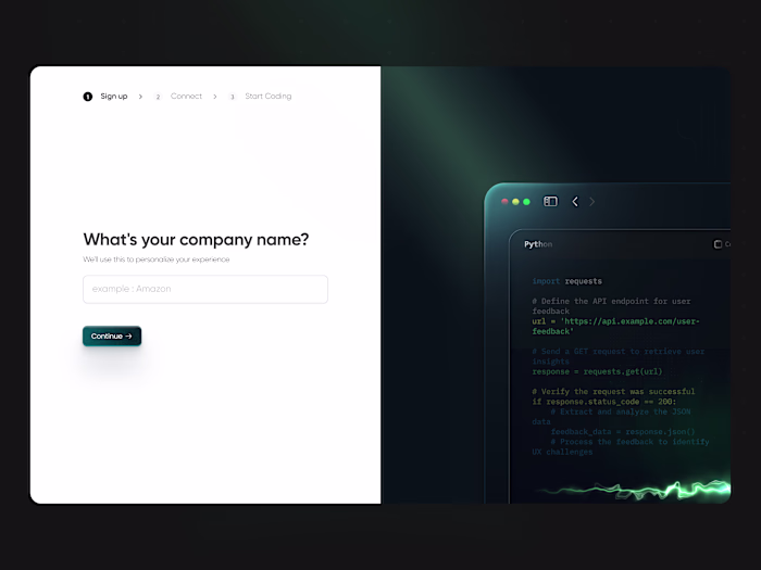 CodeFlow Onboarding
Designed a minimal onboarding