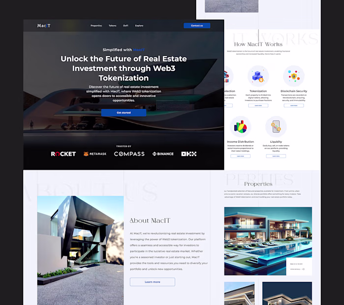 MacIT Web3 Tokenized Real Estate Landing Page :: Behance