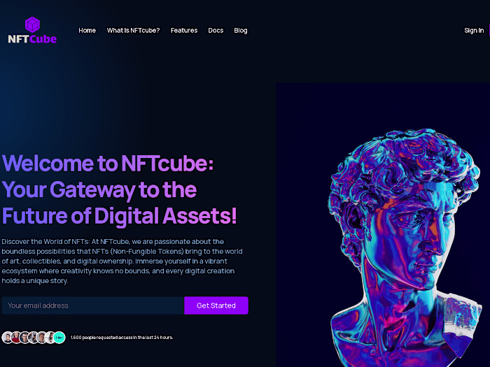NFTcube - An NFT marketplace landing page