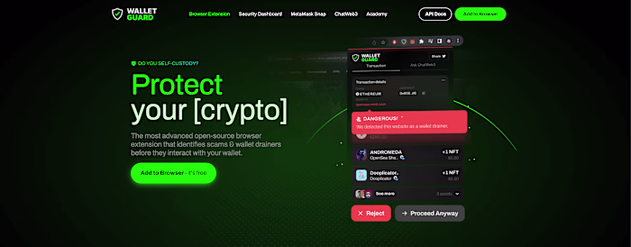 Webflow Landing Page for Wallet Guard