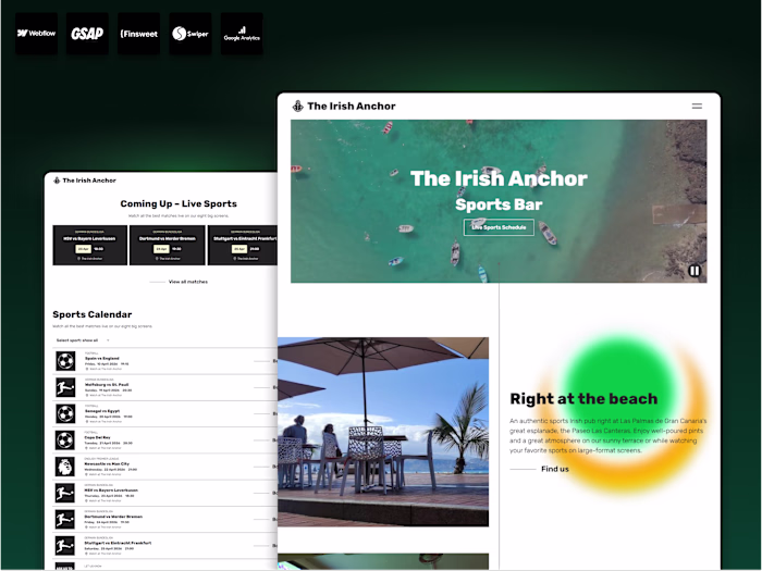 The Irish Anchor: Responsive Webflow Site with Animations
