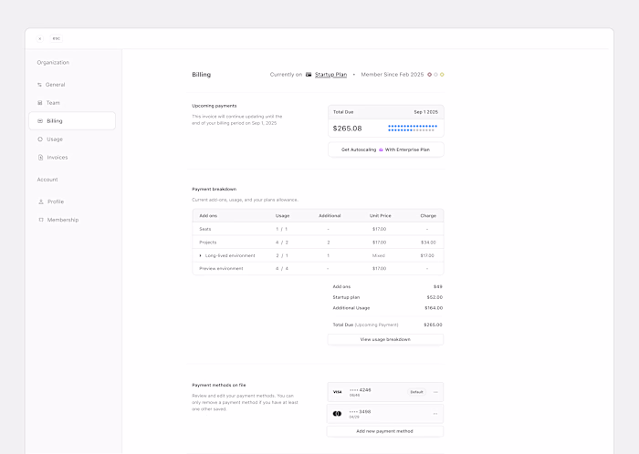 Account Billing Console