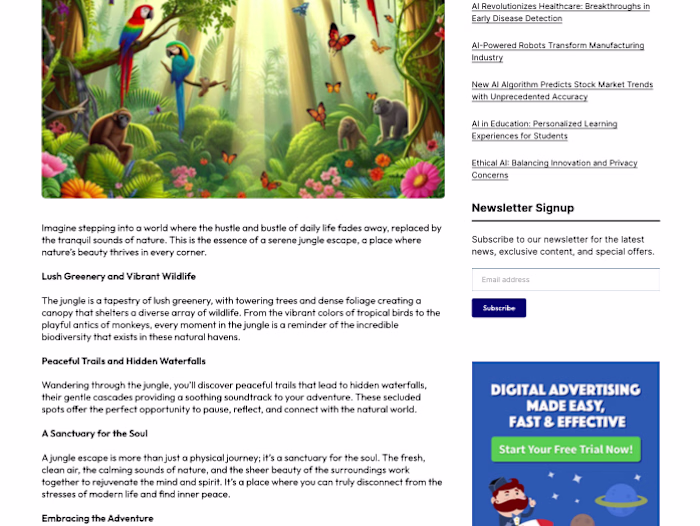 News/Blog Page for an AI Startup