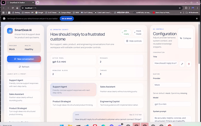 SmartDesk AI Chatbot is a