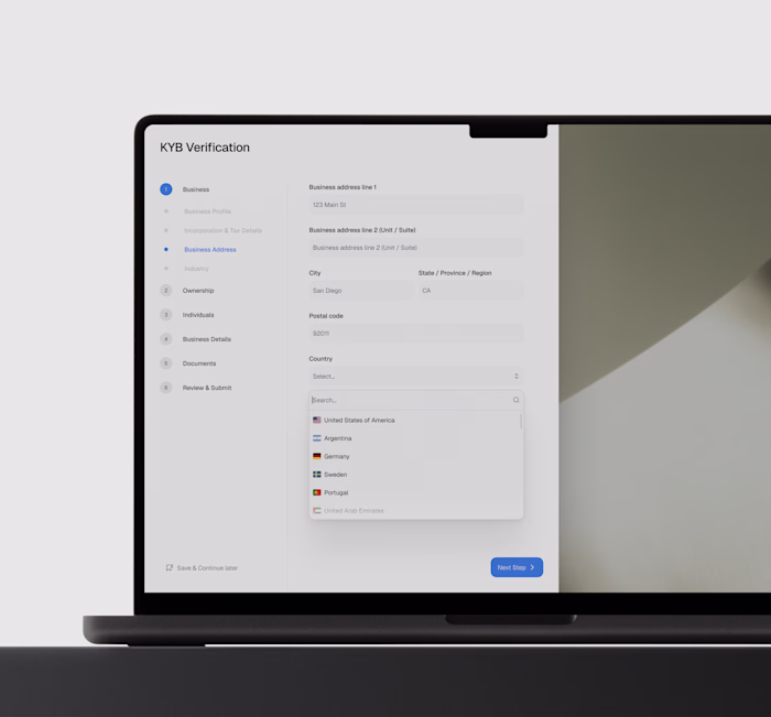 KYB Verification Flow UI Design
