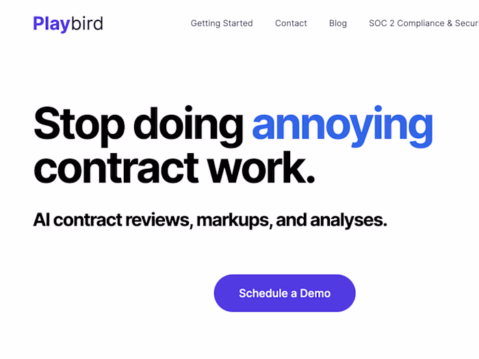 Playbird - AI powered contract reviews, markups, and analyses.