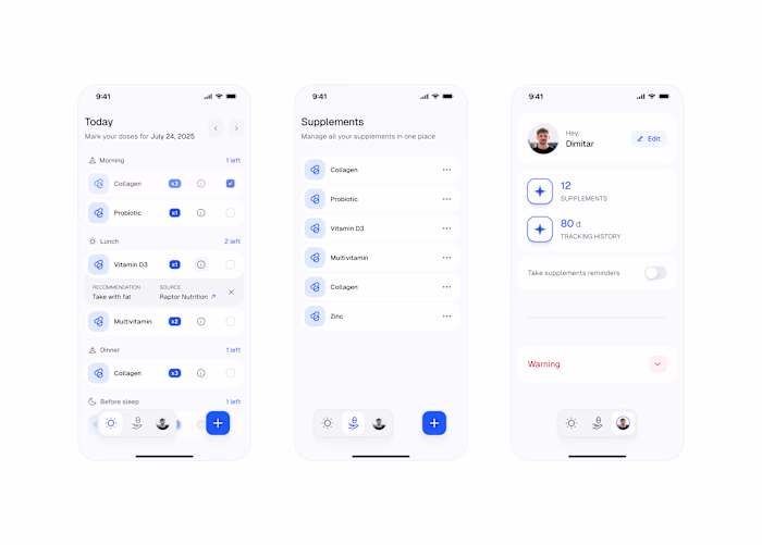Supplements Tracker Concept - Mobile Version