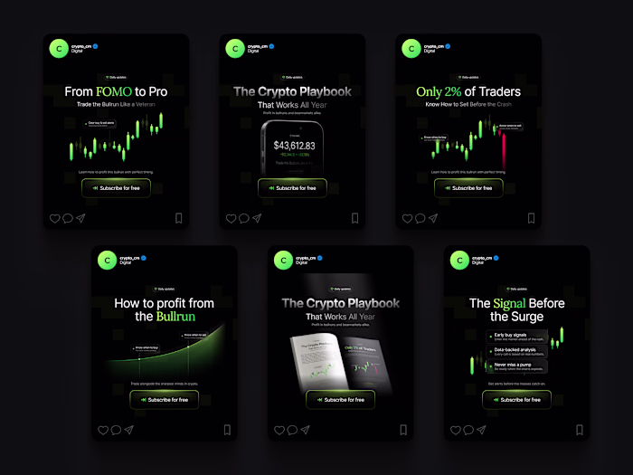 Ad designs for a crypto trading community