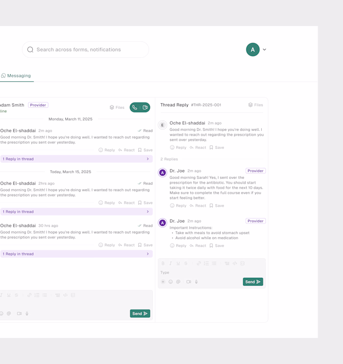 Messaging UI with thread. I love every bit of this project 😊