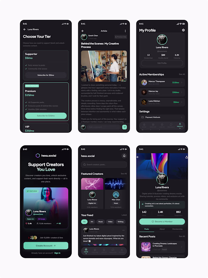 ✨ Creator supporter app mobile