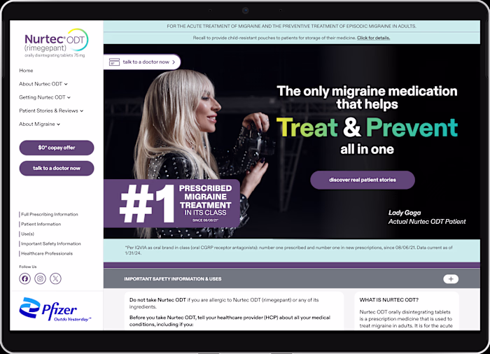 Pfizer Nurtec x Lady Gaga Campaign