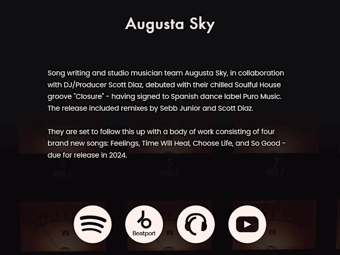 A Central Hub Landing Page for a Musical Artist