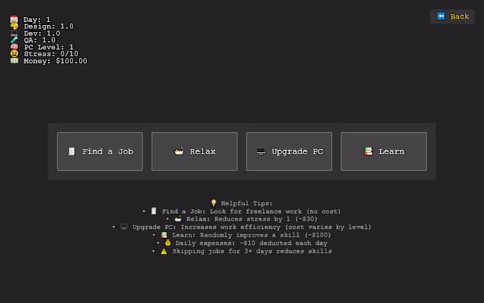 The player is a freelancer stuck in an endless work loop: Fi...