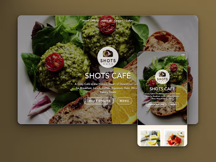 Shots Café – Custom Website Design and SEO optimized copywritwer