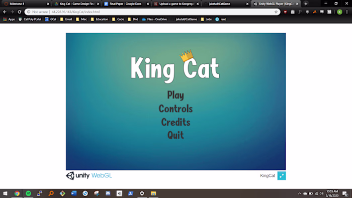 King Cat Video Game in Unity
