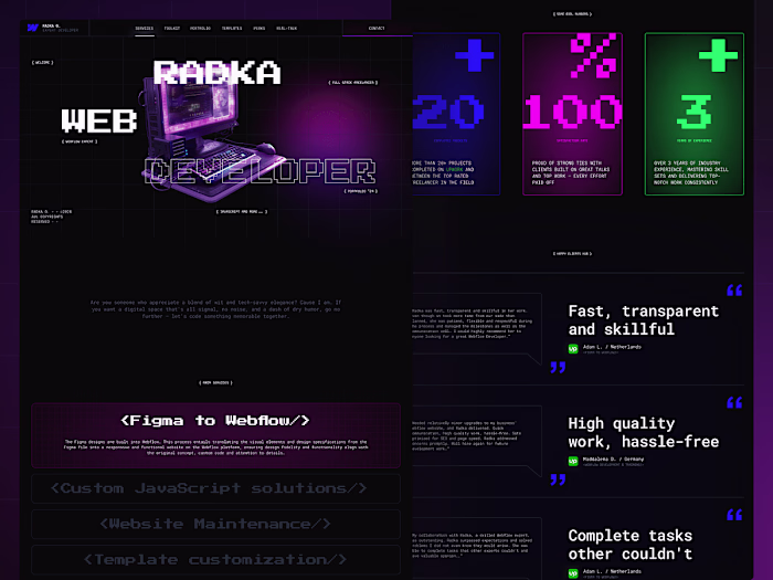 Portfolio, Creative, Web Developer, Modern Landing Page