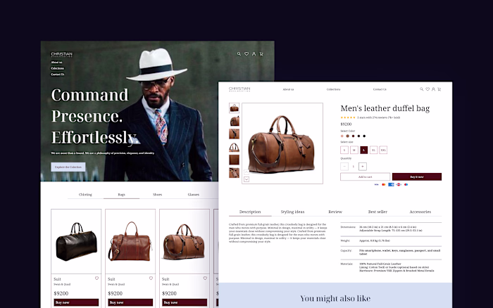 Luxury Men's Clothing Brand eCommerce Website Design