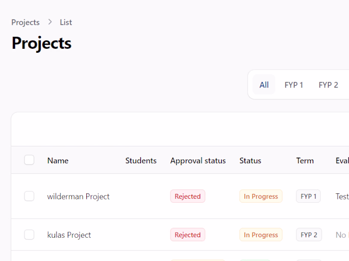 FYPForge: A laravel portal for university FYP Projects.