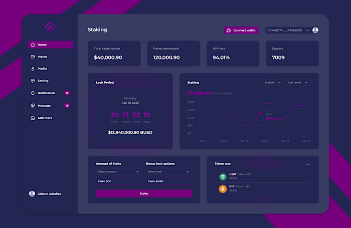 Crypto staking dashboard