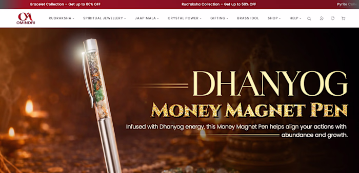 Omindri: Spiritual eCommerce Website for Gemstones & Jewelry