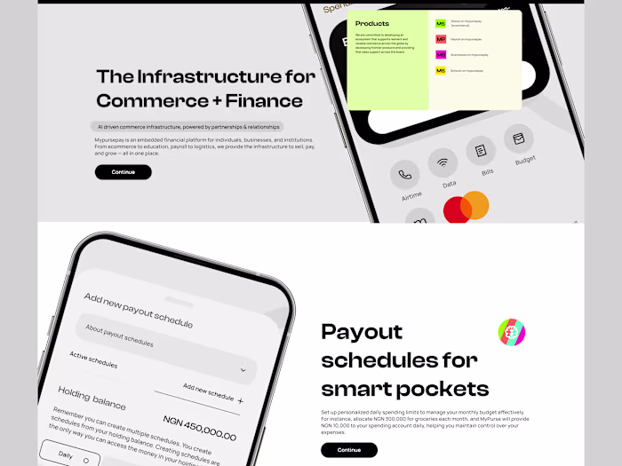 Landing page design for mypursepay