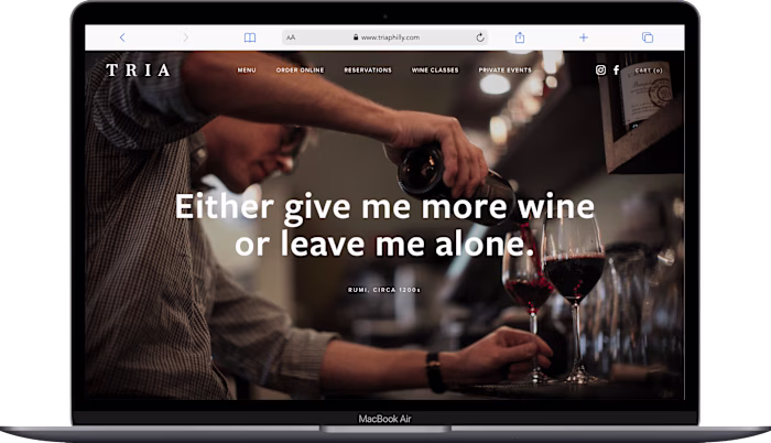Squarespace Design for Restaurant/Wine Bar