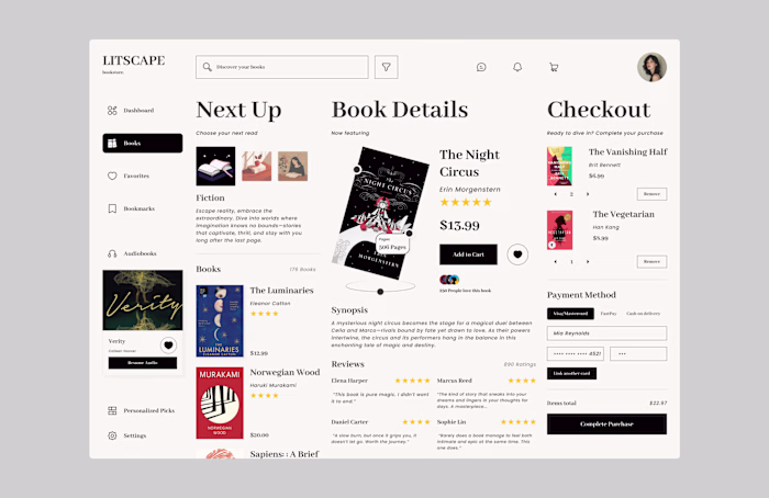LITSCAPE | Bookstore Web Design | UI/UX