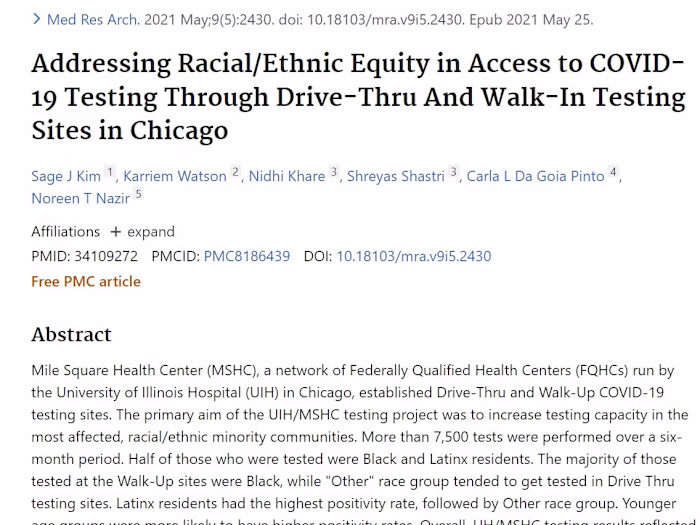 Addressing Racial/Ethnic Equity in Access to COVID-19 Testing T…