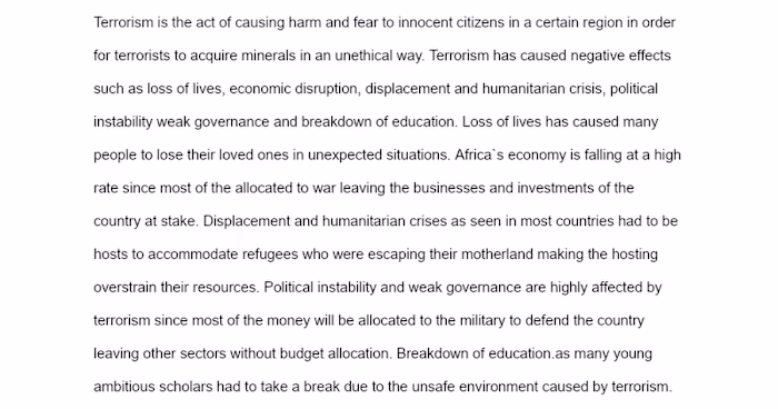 Impact of Terrorism on Africa