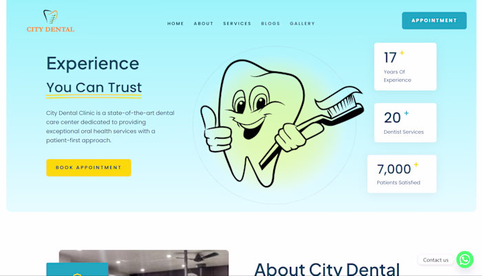 Wordpress landing page for Dentist services