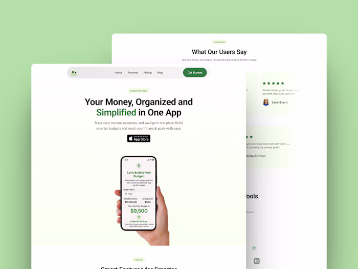 Finory – A Modern Budget Tracking App Website