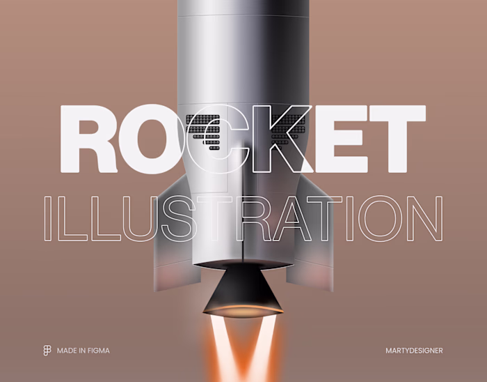 3D Illustration Rocket - Made In Figma