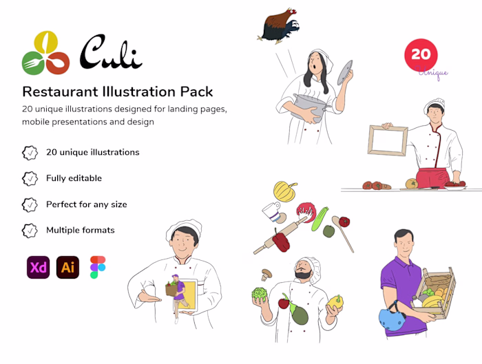 Culi Illustration Pack | 2D Illustrations -SVG