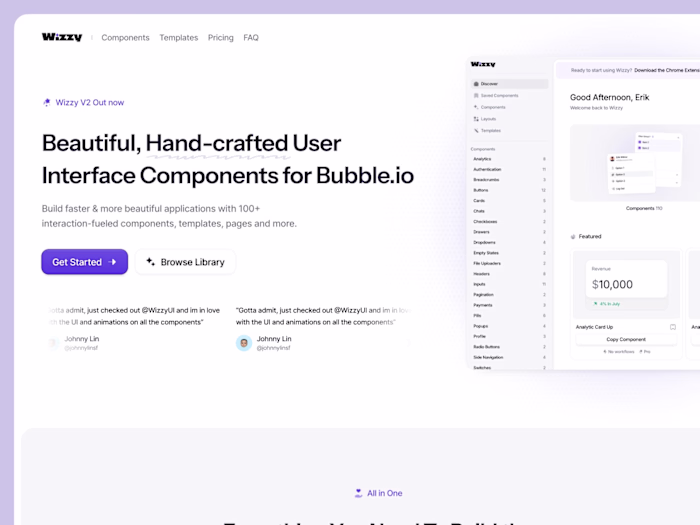 Landing Page for Bubble.io (https://Bubble.io) Component Lib...