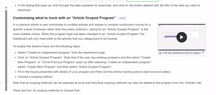 Customizing what to track with an Article Scoped Program 