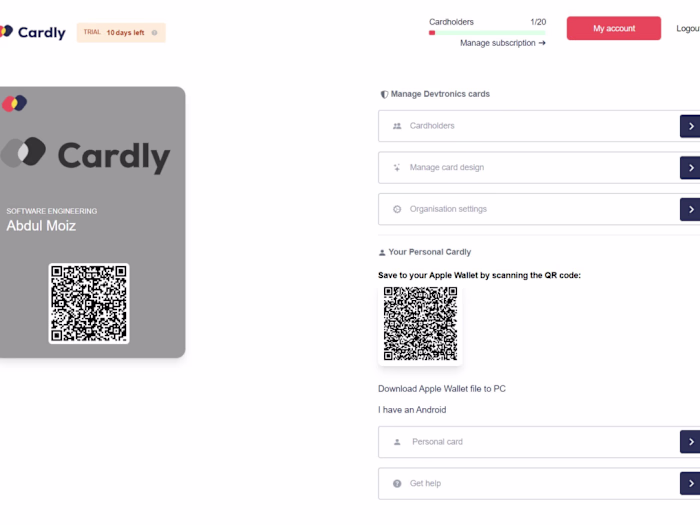 Cardly (Apple wallet based digital