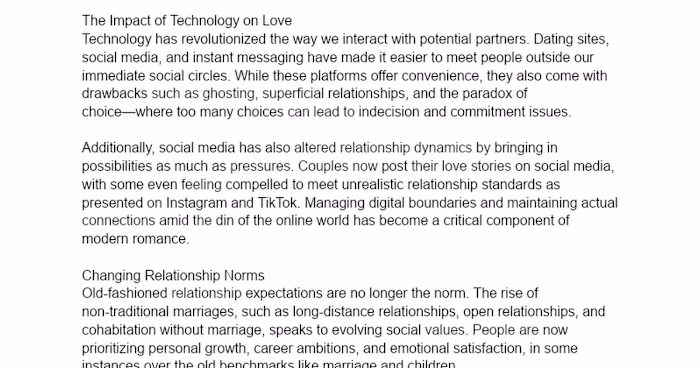 Love and Relationships